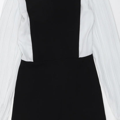 River Island Womens Black Colourblock Viscose A-Line Size 6 Round Neck Pullover