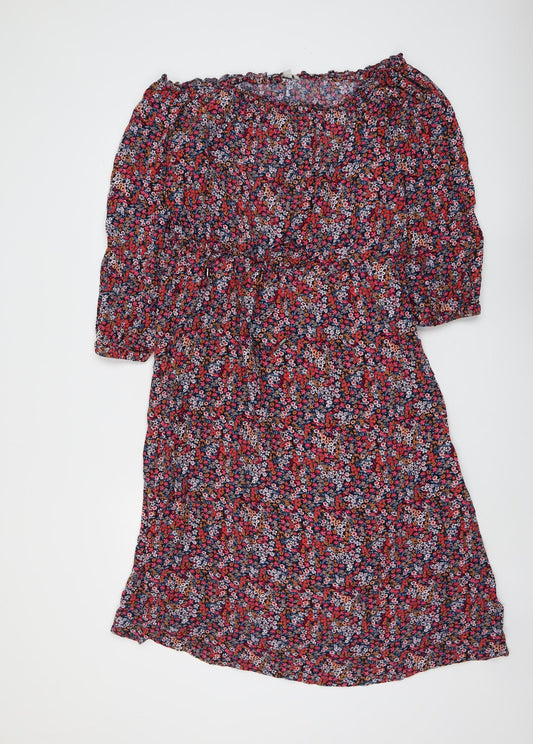 Monsoon Womens Multicoloured Floral Viscose A-Line Size M Off the Shoulder Pullover