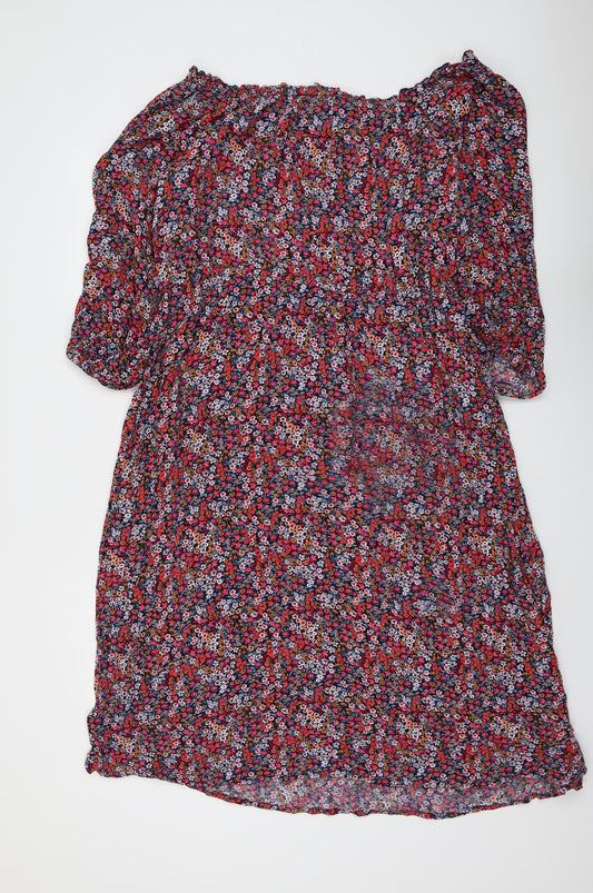 Monsoon Womens Multicoloured Floral Viscose A-Line Size M Off the Shoulder Pullover