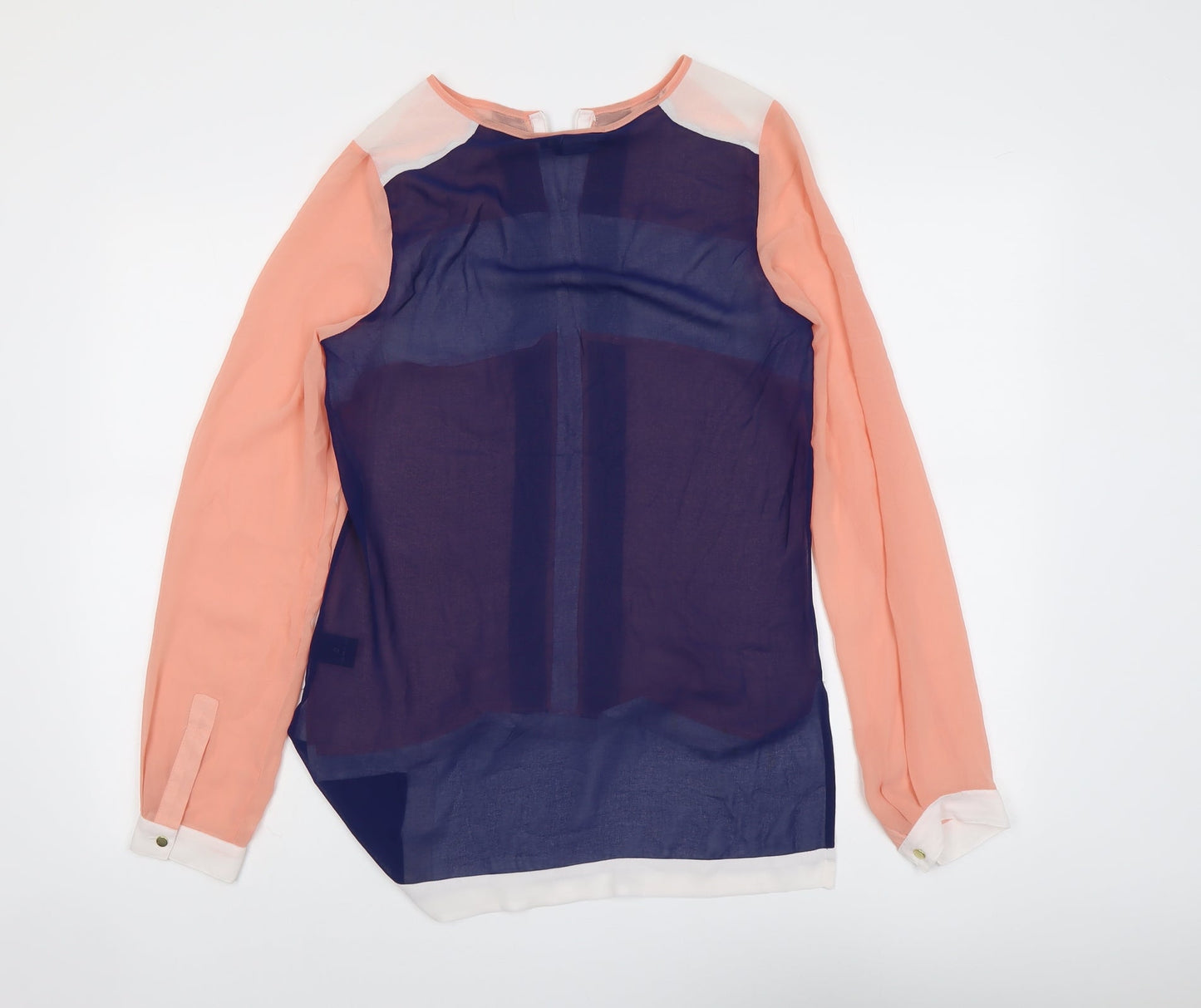 BCBGMAXAZRIA Womens Multicoloured Geometric Polyester Basic Blouse Size XS Round Neck