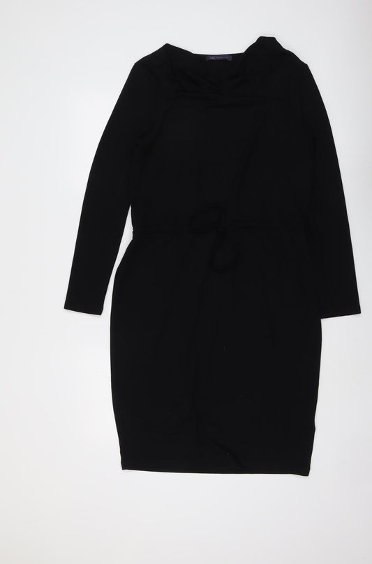 Marks and Spencer Womens Black Polyester A-Line Size 12 Cowl Neck Pullover