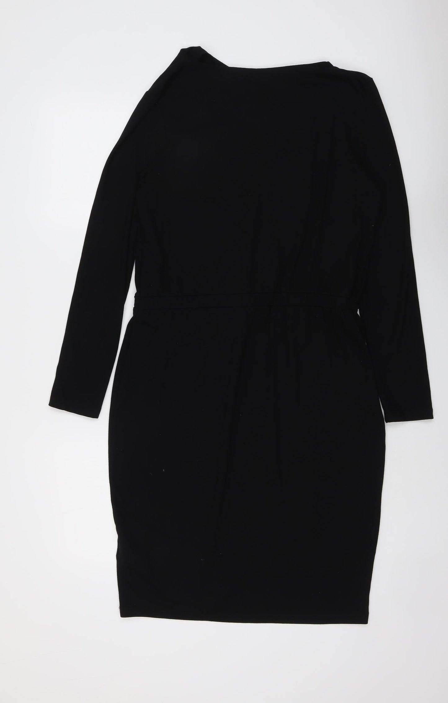 Marks and Spencer Womens Black Polyester A-Line Size 12 Cowl Neck Pullover