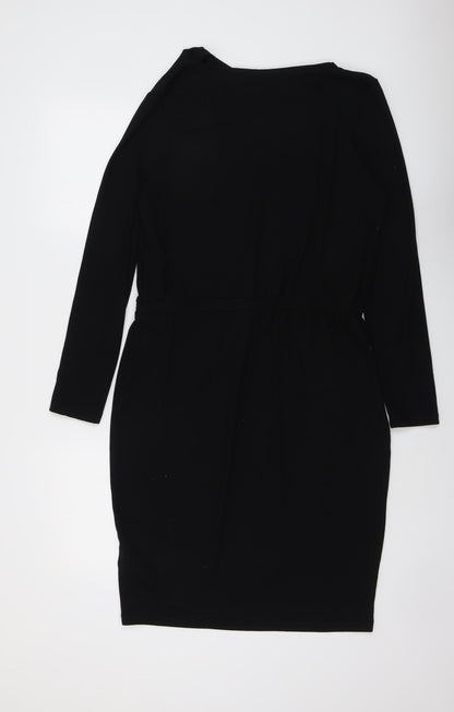 Marks and Spencer Womens Black Polyester A-Line Size 12 Cowl Neck Pullover