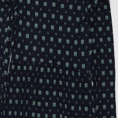 Marks and Spencer Womens Blue Geometric Viscose Trapeze & Swing Size 10 Round Neck Tie