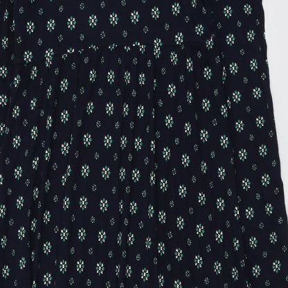 Marks and Spencer Womens Blue Geometric Viscose Trapeze & Swing Size 10 Round Neck Tie