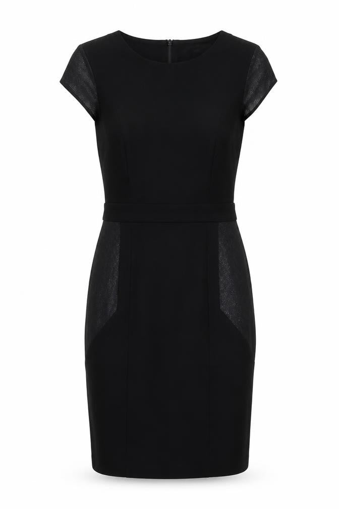 NEXT Womens Black Viscose Shift Size 8 Round Neck Zip - Snakeskin texture