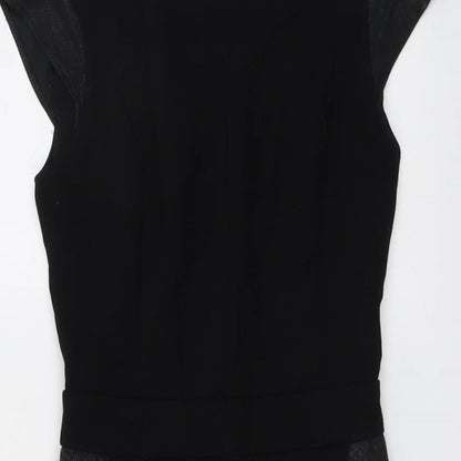 NEXT Womens Black Viscose Shift Size 8 Round Neck Zip - Snakeskin texture