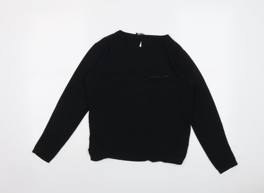 Womens UK Size S Zara Black Basic Blouse