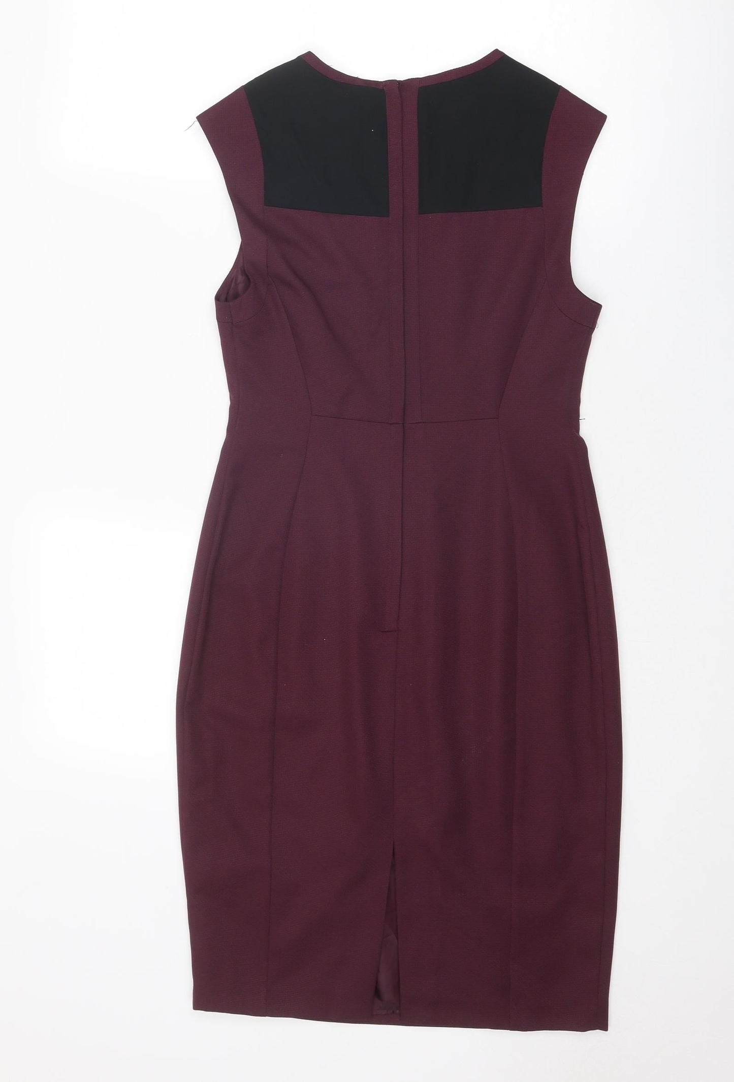 Dorothy Perkins Womens Purple Colourblock Polyester Sheath Size 8 Round Neck Zip