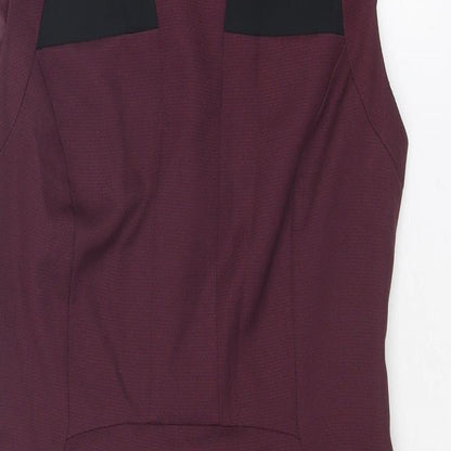 Dorothy Perkins Womens Purple Colourblock Polyester Sheath Size 8 Round Neck Zip