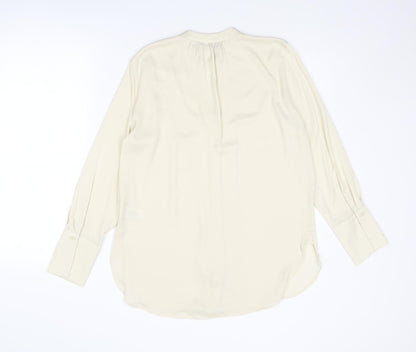 Marks and Spencer Womens Ivory Polyester Basic Blouse Size 8 V-Neck