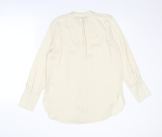 Marks and Spencer Womens Ivory Polyester Basic Blouse Size 8 V-Neck