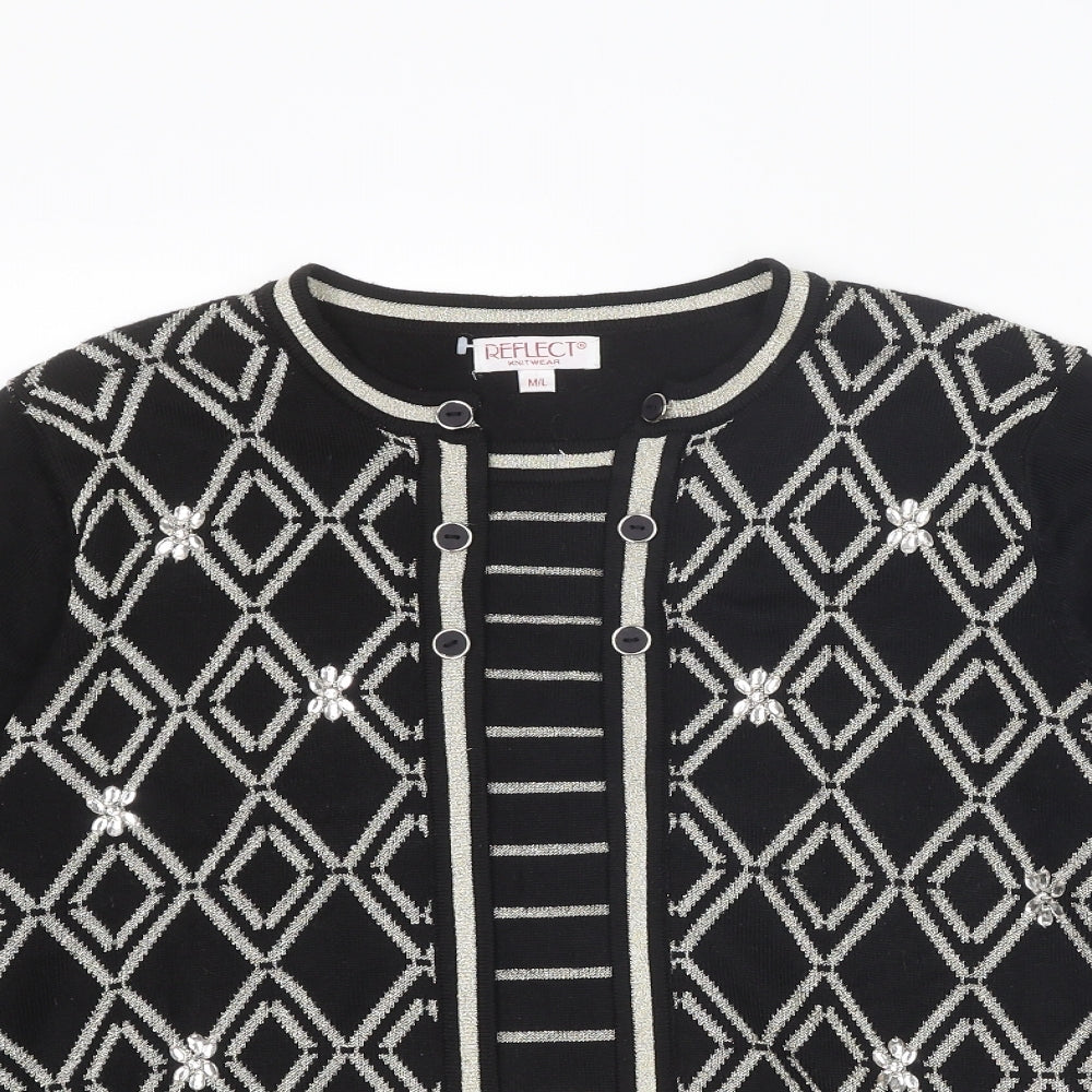 Womens UK Size M Reflect Black Pullover Jumper