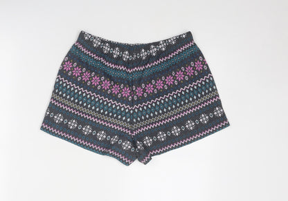 Marks and Spencer Womens Multicoloured Fair Isle Cotton Basic Shorts Size S Regular Pull On