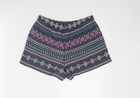 Marks and Spencer Womens Multicoloured Fair Isle Cotton Basic Shorts Size S Regular Pull On