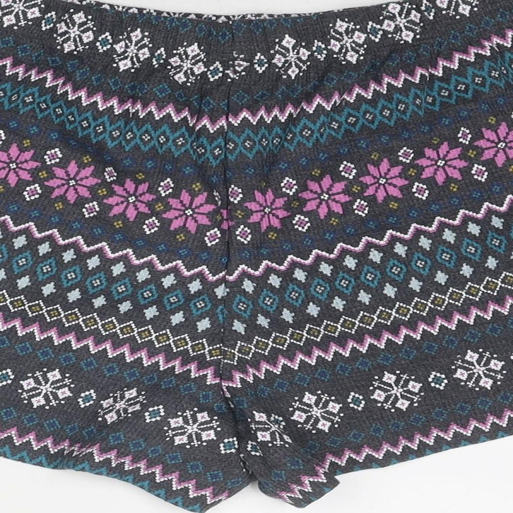 Marks and Spencer Womens Multicoloured Fair Isle Cotton Basic Shorts Size S Regular Pull On