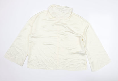 Autograph Womens Ivory Polyester Basic Blouse Size 16 High Neck