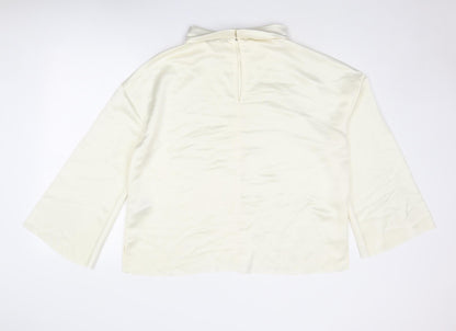 Autograph Womens Ivory Polyester Basic Blouse Size 16 High Neck