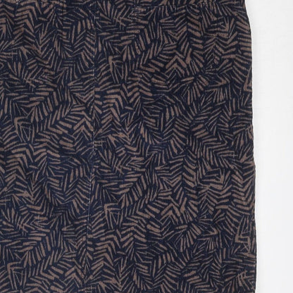 Lily & Me Womens Blue Geometric Cotton A-Line Skirt Size 10 Zip - Leaf pattern