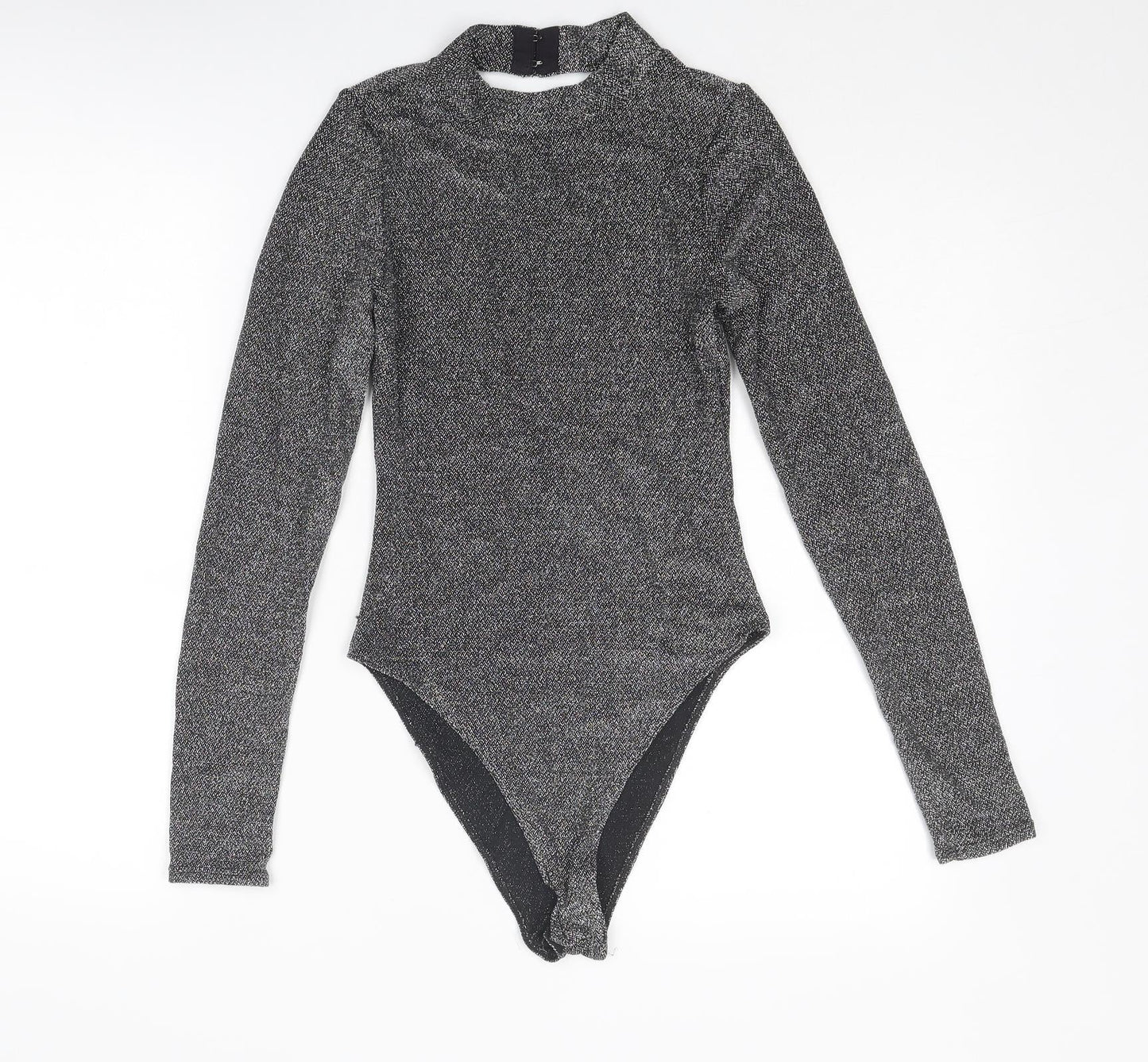 Divided by H&M Womens Silver Polyamide Bodysuit One-Piece Size XS Hook & Eye - Open Back