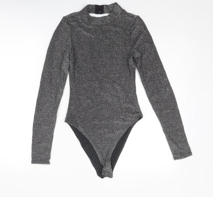 Divided by H&M Womens Silver Polyamide Bodysuit One-Piece Size XS Hook & Eye - Open Back