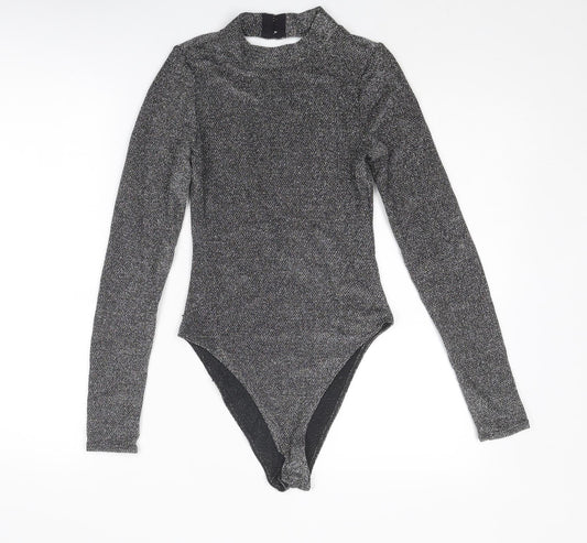 Divided by H&M Womens Silver Polyamide Bodysuit One-Piece Size XS Hook & Eye - Open Back