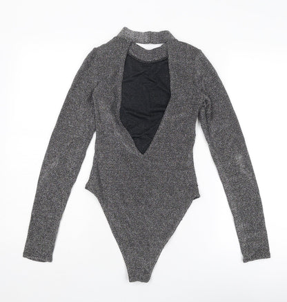 Divided by H&M Womens Silver Polyamide Bodysuit One-Piece Size XS Hook & Eye - Open Back