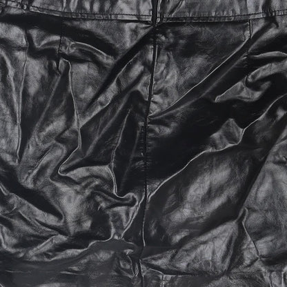 New Look Womens Black Polyurethane A-Line Skirt Size 8 Zip