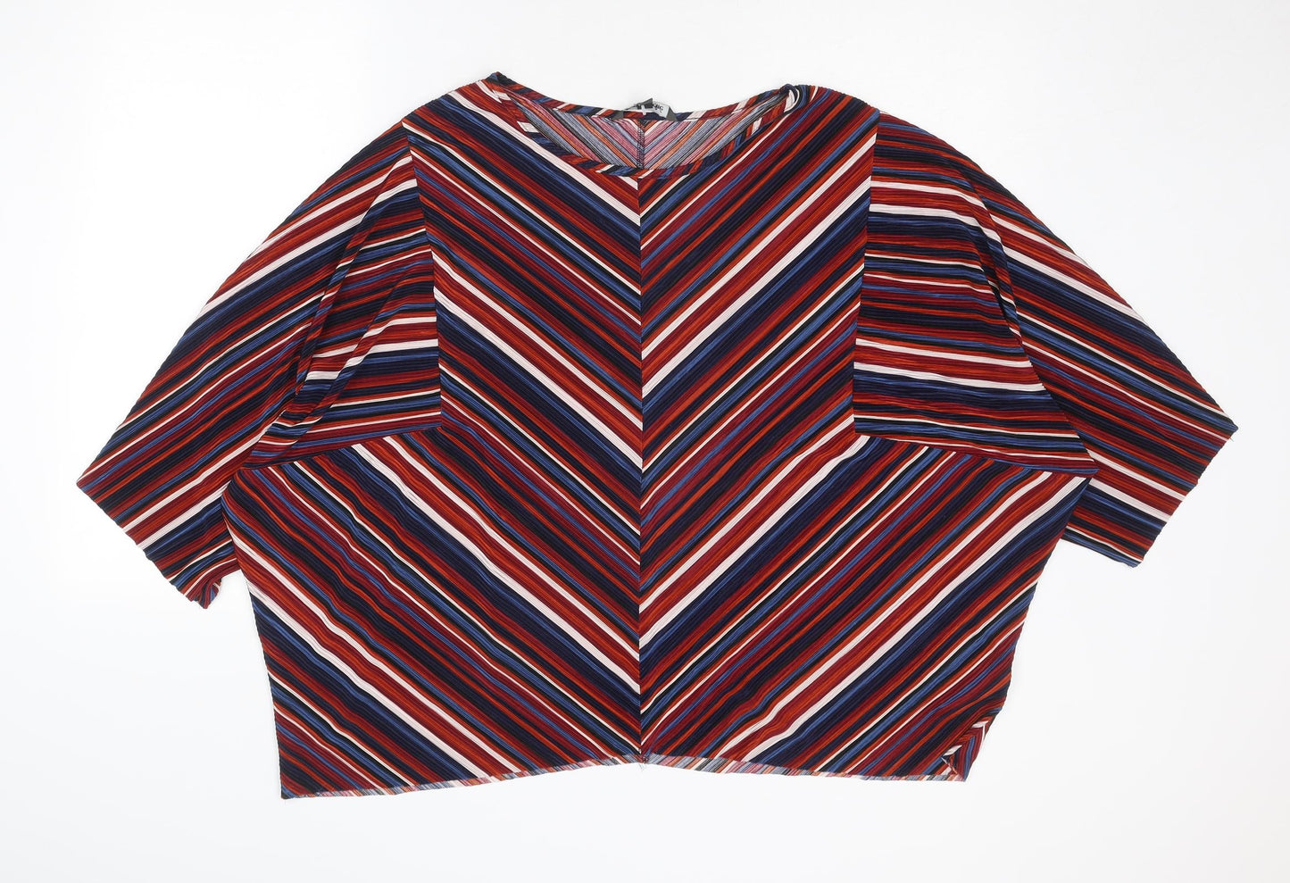 Bonmarché Womens Multicoloured Striped Polyester Basic Blouse Size 24 Boat Neck - Size 24-26