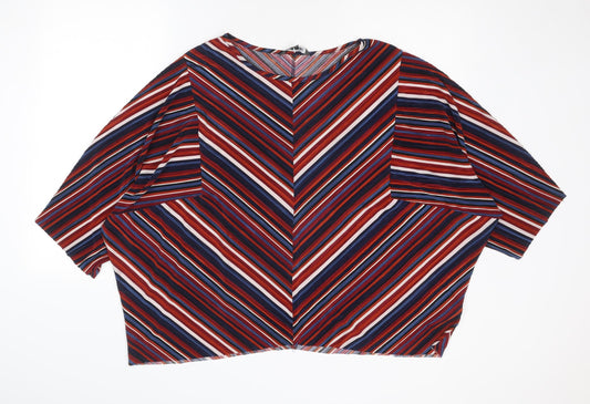 Bonmarché Womens Multicoloured Striped Polyester Basic Blouse Size 24 Boat Neck - Size 24-26