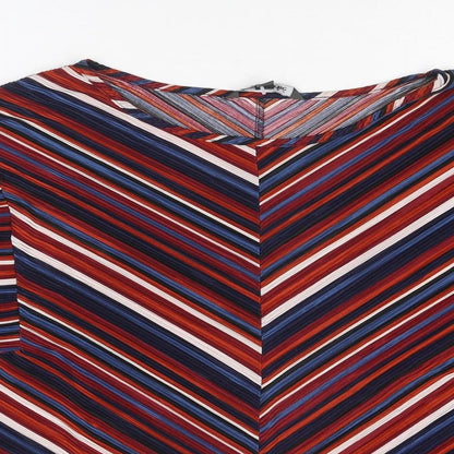 Bonmarché Womens Multicoloured Striped Polyester Basic Blouse Size 24 Boat Neck - Size 24-26