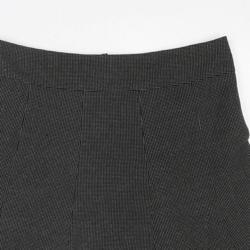 NEXT Womens Black Polka Dot Polyester Swing Skirt Size 14 Zip