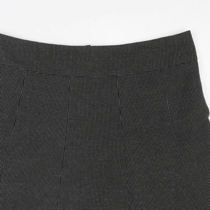 NEXT Womens Black Polka Dot Polyester Swing Skirt Size 14 Zip