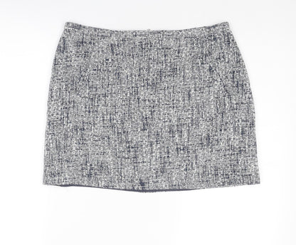 Oasis Womens Blue Acrylic A-Line Skirt Size 14 Zip