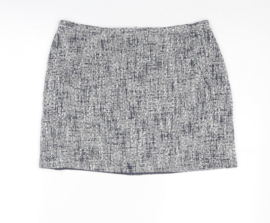 Oasis Womens Blue Acrylic A-Line Skirt Size 14 Zip