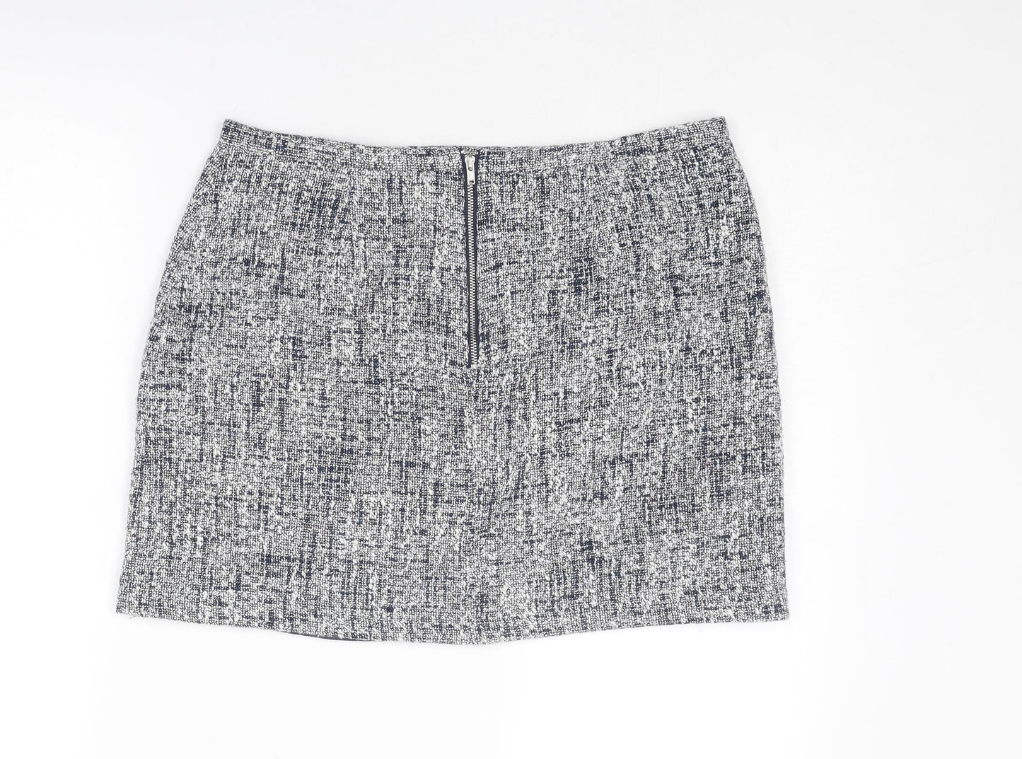 Oasis Womens Blue Acrylic A-Line Skirt Size 14 Zip