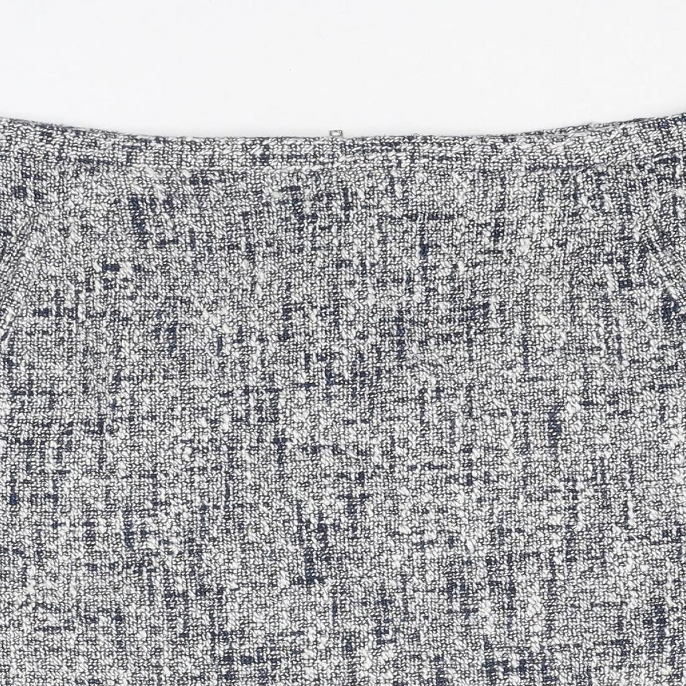 Oasis Womens Blue Acrylic A-Line Skirt Size 14 Zip