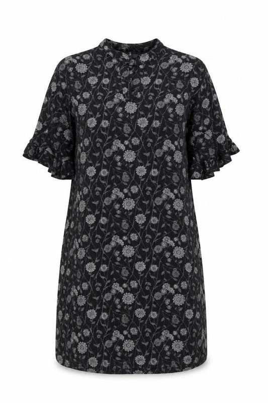 NEXT Womens Black Floral Cotton A-Line Size 10 Round Neck Pullover