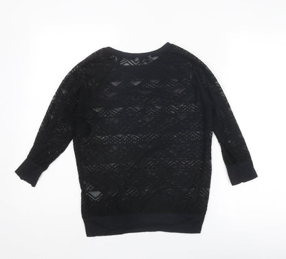 New Look Womens Black Polyester Basic Blouse Size 6 Round Neck