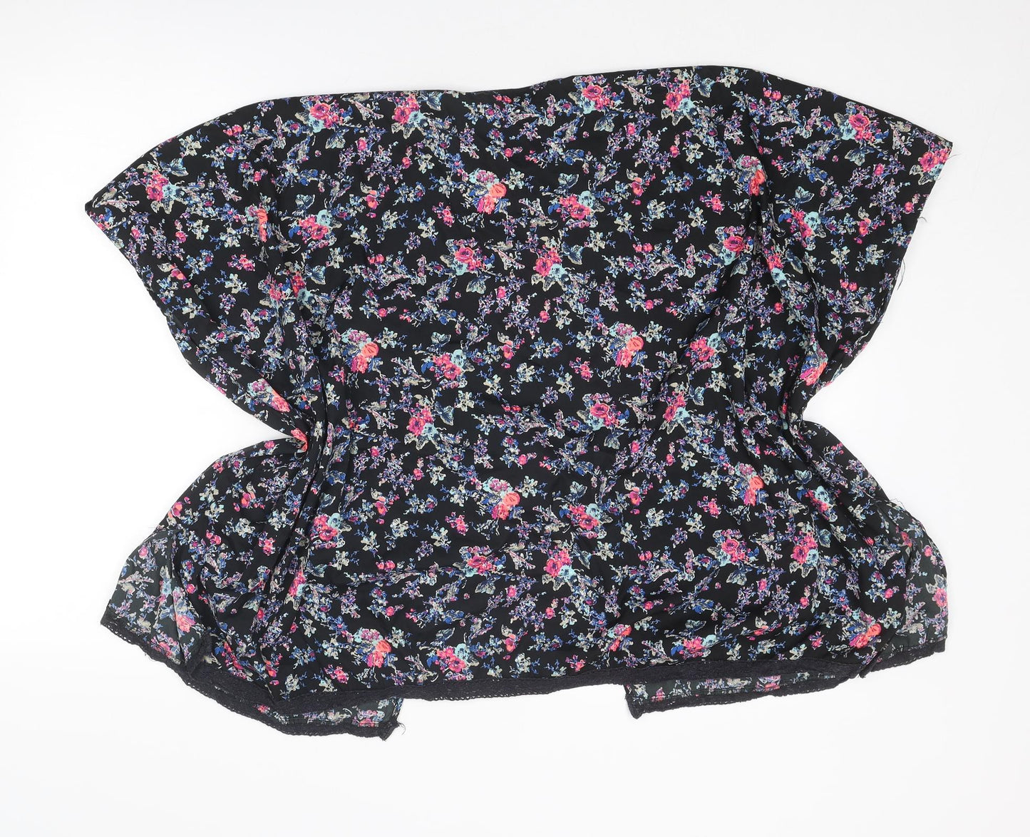 New Look Girls Multicoloured Floral Polyester Kimono Blouse Size S V-Neck - Open