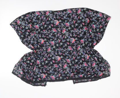 New Look Girls Multicoloured Floral Polyester Kimono Blouse Size S V-Neck - Open