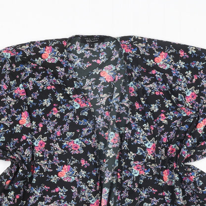 New Look Girls Multicoloured Floral Polyester Kimono Blouse Size S V-Neck - Open