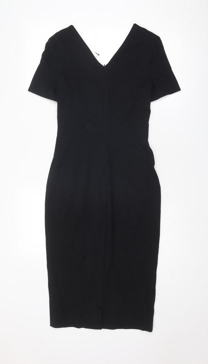 Marks and Spencer Womens Black Viscose A-Line Size 6 V-Neck Zip