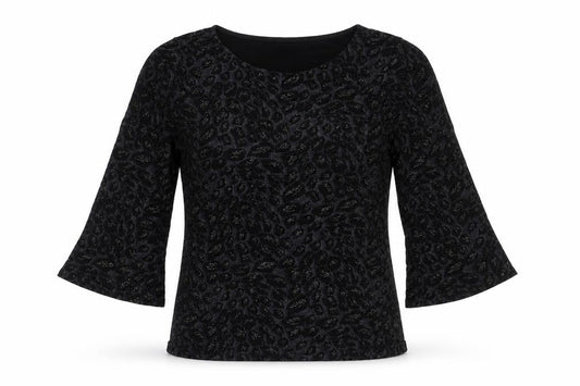 Front view of Principles women’s black geometric polyester basic blouse, size UK 12, round neck