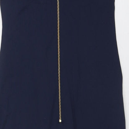 Cynthia Rowley Womens Blue Nylon Shift Size 8 Round Neck Zip