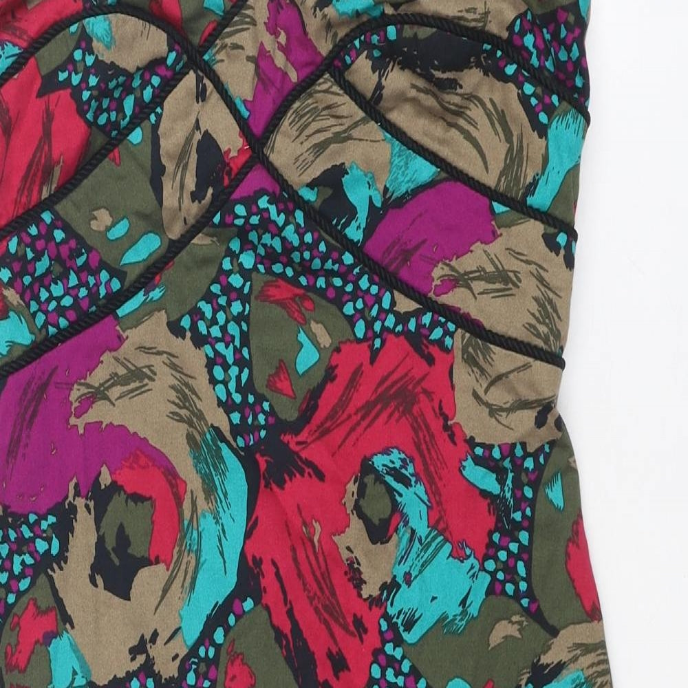 ASOS Womens Multicoloured Floral Cotton A-Line Size 10 Off the Shoulder Zip