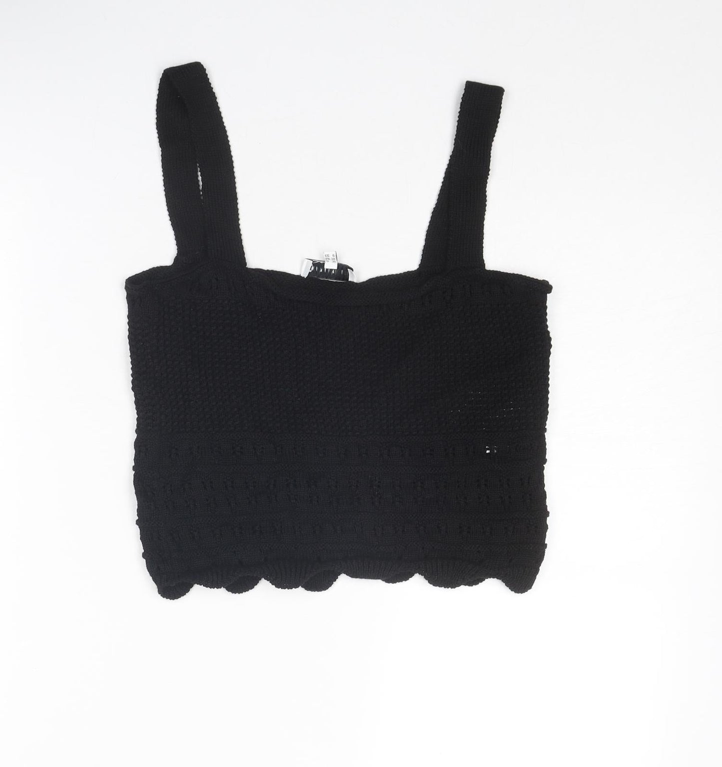 Womens UK Size 10 Warehouse Black Cropped Tank