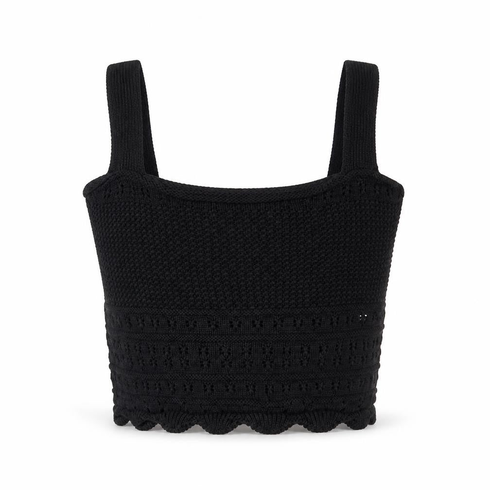 Womens UK Size 10 Warehouse Black Cropped Tank
