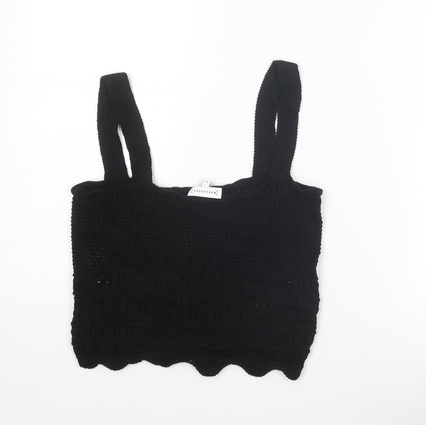 Womens UK Size 10 Warehouse Black Cropped Tank