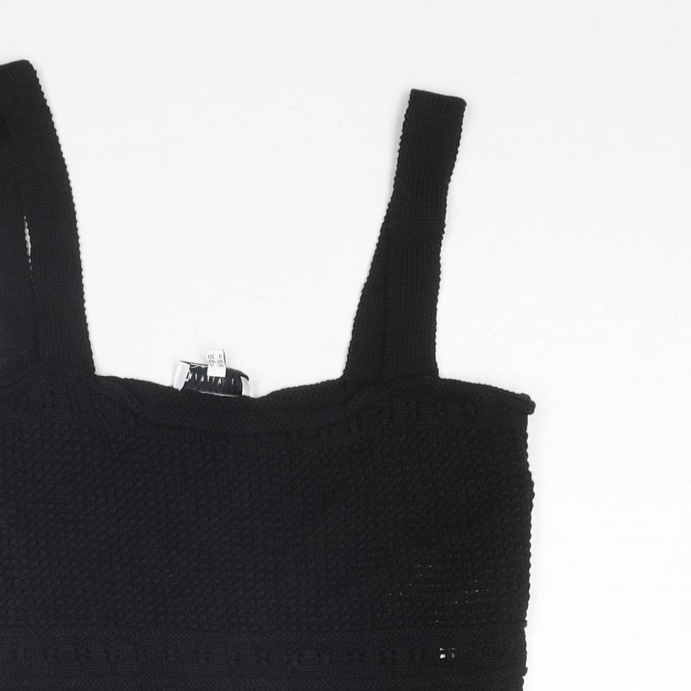 Womens UK Size 10 Warehouse Black Cropped Tank